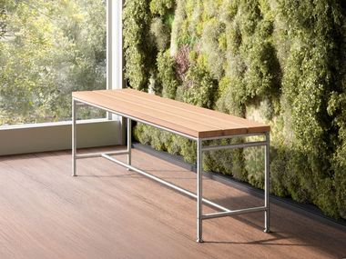 Stainless steel and teak outdoor bench KARLSRUHER BENCH PHOS