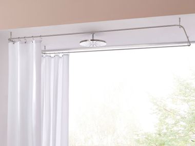 Stainless steel shower curtain rod RECTANGULAR FOR BATHTUB PHOS