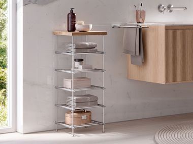 Floorstanding stainless steel and wood bathroom cabinet SB 35/45 PHOS