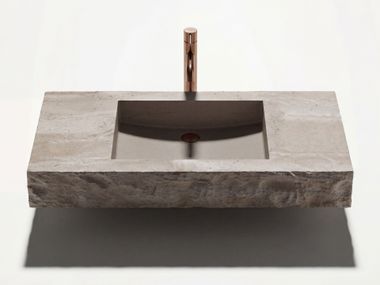 Single wall-mounted natural stone washbasin TRAZA PIMAR