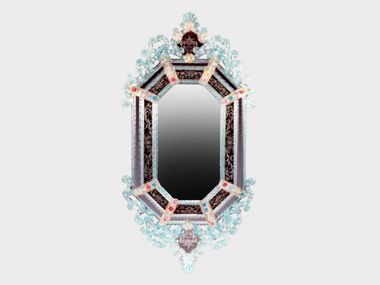 Specchio ottagonale in vetro di Murano con cornice da parete PRINCIPE Sogni Di Cristallo
