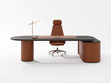 DEA COLOUR L-shaped executive desk with shelves By PROF