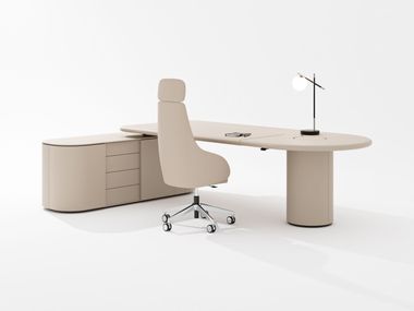 DEA COLOUR L-shaped executive desk with shelves By PROF