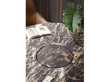 DEA MARBLE ROUND Round wooden meeting table with cable management and ...