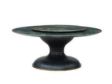 Round leather dining table with Lazy Susan LOTUS APTD-3185 Pablo Now