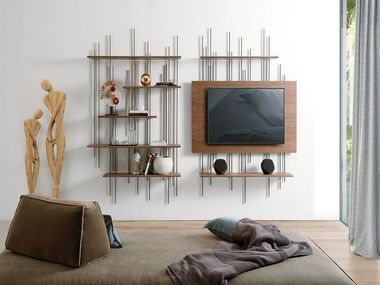 Bookshelf / TV unit in metal and wood TUBE Pacini & Cappellini