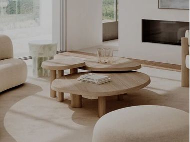 Oak coffee table with central base for living room CONSTANTIN Paloma Editions