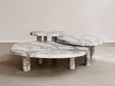 Natural stone coffee table with central base for living room CONSTANTIN Paloma Editions