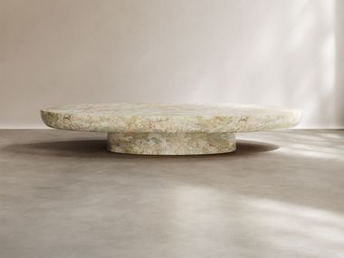 Low oval natural stone coffee table KISS Paloma Editions