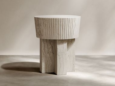 Round Monolithic natural stone guéridon TRADITION Paloma Editions