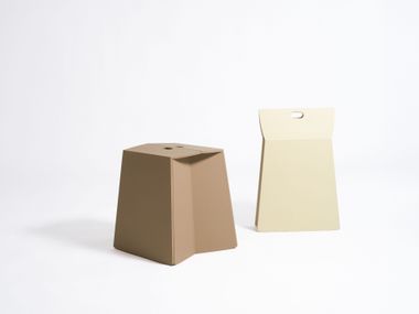 Low folding leather stool MATE Patrick Jouin Edition