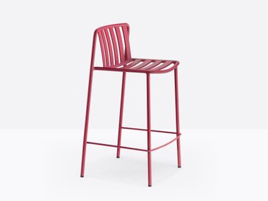 Stackable steel garden stool with back CONEY 3647 Pedrali