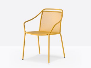 Stackable steel garden chair with armrests PHILÍA MESH 3925 Pedrali