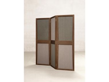 Teak and linen Screen FOLDING SCREEN Phantom Hands