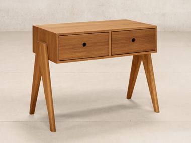 Rectangular teak console table with drawers SIDE TABLE V-LEG Phantom Hands