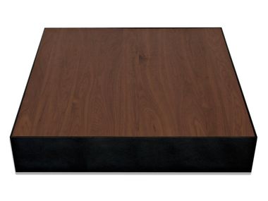 Low square aluminium and wood coffee table BALLOT BOX XL Phase Design