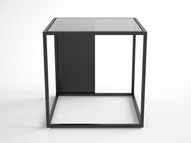 Tavolino quadrato da caffè in acciaio e vetro HALF & HALF Phase Design
