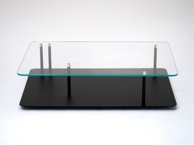 Tavolino rettangolare in acciaio e vetro POINTS OF INTEREST Phase Design