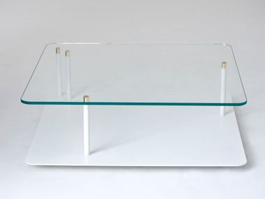 Tavolino quadrato in acciaio e vetro POINTS OF INTEREST Phase Design