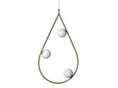 Lampada a sospensione in metallo e vetro opale PEARLS 80 Pholc