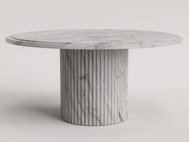 Round Calacatta marble dining table AURA Pistore Marmi