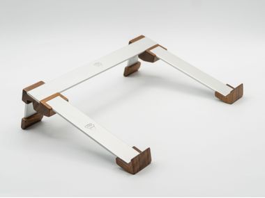Table-top aluminium and wood Laptop support 2G Più PLUS