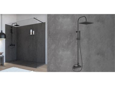 Wall-mounted shower panel with overhead shower WW20 NOIR Piùesse