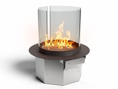 Planika, COMET BURNER Caminetto freestanding in acciaio e vetro a bioetanolo