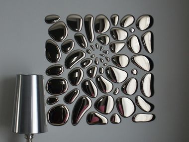 Oggetto decorativo da parete in vetro a specchio 55 DROPS PlusObject