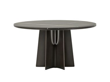 Round table in marble or wood with metal base VORTICE Poliform