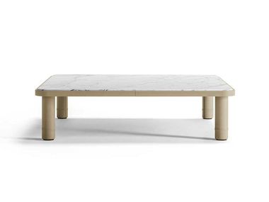 Low rectangular marble coffee table CUIRÈ Poltrona Frau