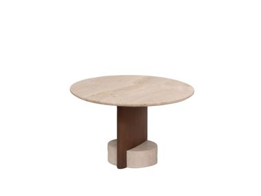 Tavolino rotondo in marmo di Carrara e frassino SYN 956/TBC-66 Potocco