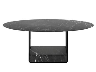 Low round marble coffee table with central base VACÌA Punt