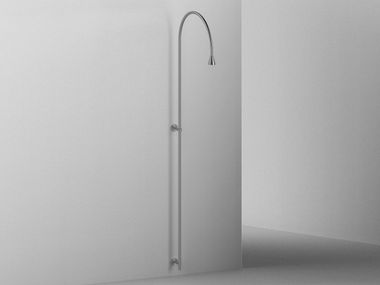 Wall-mounted stainless steel shower panel with overhead shower FFQT CD021.5 QuadroDesign