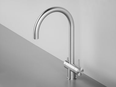 Triflow steel kitchen mixer tap IDEALAQUA INOX 385 QuadroDesign