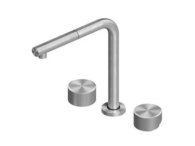 Steel kitchen mixer tap with individual rosettes IDEALAQUA INOX 563.16.420 QuadroDesign