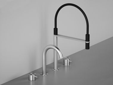 Triflow steel kitchen mixer tap IDEALAQUA INOX 643.12.500.4 QuadroDesign