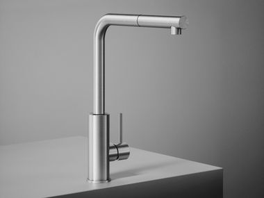 Stainless steel kitchen mixer tap with pull out spray INOX 669 QuadroDesign