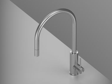 Stainless steel kitchen mixer tap with pull out spray INOX 697 QuadroDesign