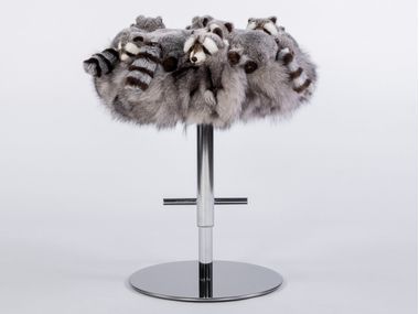 Upholstered polyester stool with footrest RACOON APCOLLECTION