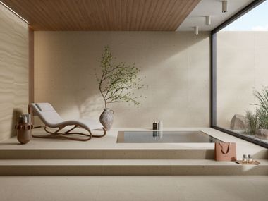 Indoor/outdoor porcelain stoneware wall/floor tiles with stone effect DUNE WIND RAK Ceramics