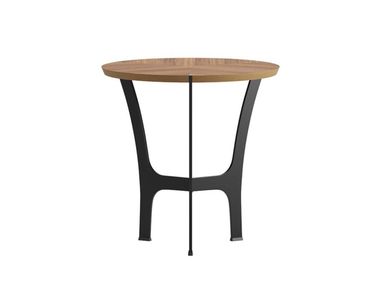 Round wood veneer coffee table and metal base RAVEL Ersa