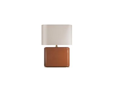 Table lamp with wooden base and linen lampshade MINI BOURBON RED EDITION