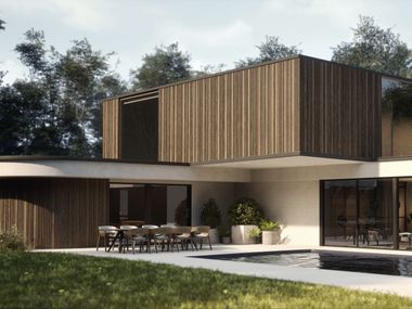 Aluminum façade cladding with a wood-like appearance  LINARTE WOOD DESIGN RENSON