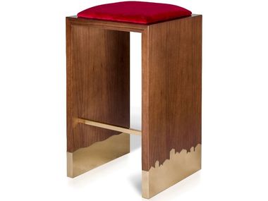 High wood veneer stool with padded seat RIBEIRA | High stool Salma Furniture