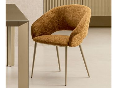 Upholstered fabric chair with armrests BEA RIFLESSI