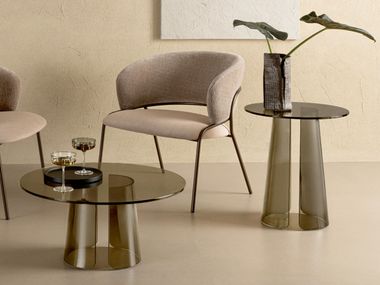 Round crystal Coffee table set with central base KONO RIFLESSI