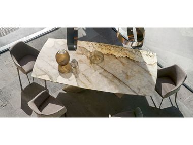 Fixed table with natural stone top LIVING RIFLESSI