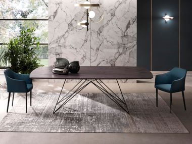 Extendable or fixed wooden table with soap-edge top PEGASO RIFLESSI