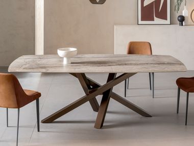 Fixed or extendable table with ceramic top SHANGAI RIFLESSI